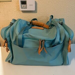 Jon Hart Design Aqua and Tan Duffel Bag